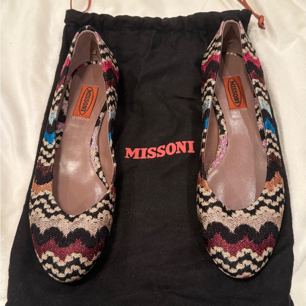 MISSONI Patterned Knit Ballet Flats Sz 9.5US 39.5IT